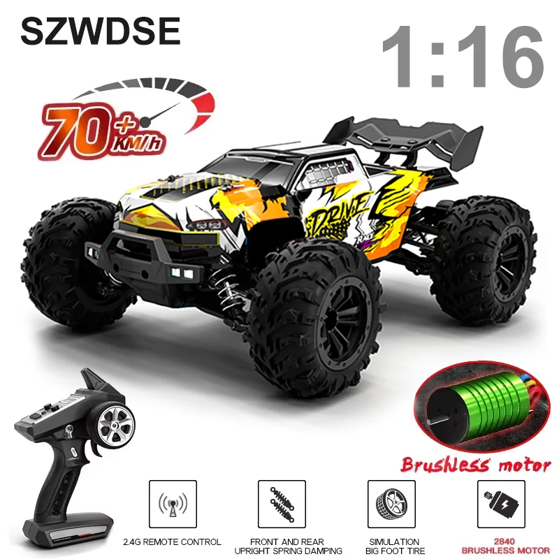 

16101/16102 Pro 1:16 70KM/H Or 50KM/H 4WD RC Car With LED Remote Control Cars High Speed Drift Monster Truck Kids 16101 16102