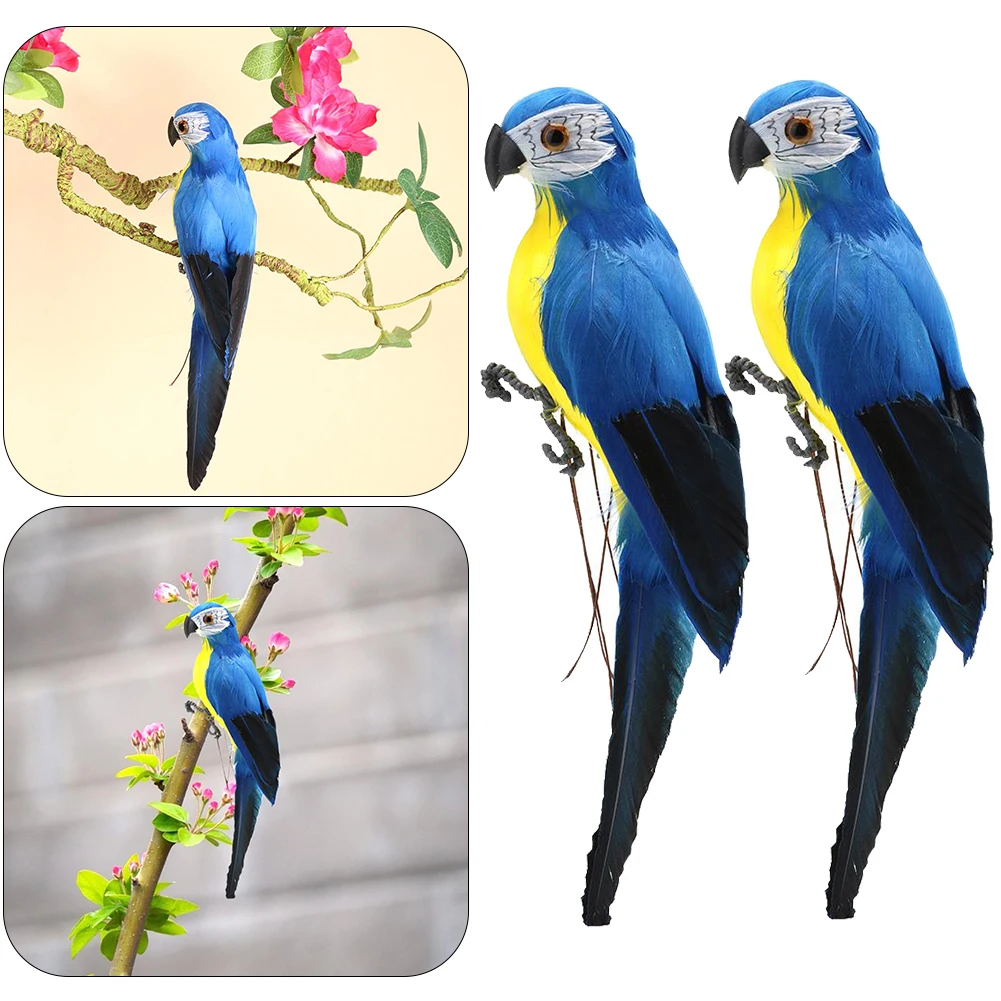 2Pcs Foam Feather Artificial Imitation Bird Model Ornament (Light Blue)