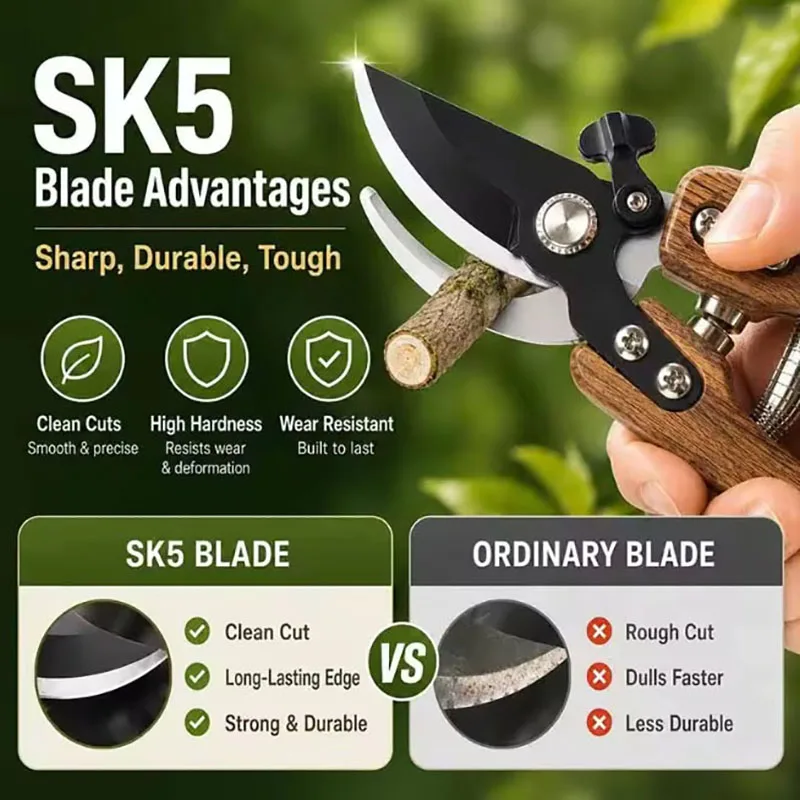 Garden Pruning Shears Set Gardening Shears Garden Scissors Ergonomic Wooden Handle Plant Bonsai Shrub floral Branch Trimming Sci