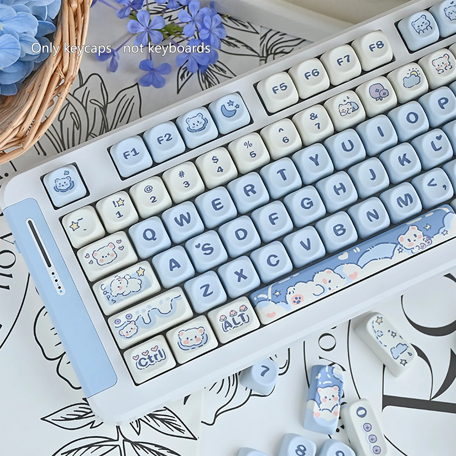 132Keys Ice Cream Bear MOA Profile PBT Customized Keycaps for 64/68/84/75/87/96/104 Keys Mechanical Keyboard GMK67 GMK87 AULA 75