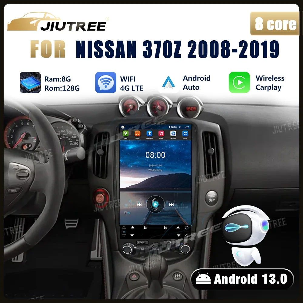 

Автомобильный радиоприемник 13,8 дюйма, Android 13, для Nissan 370Z 2008-2019, обновленная Беспроводная Автомагнитола CarPlay на Android, 8-ядерная стереосистема с GPS-плеером