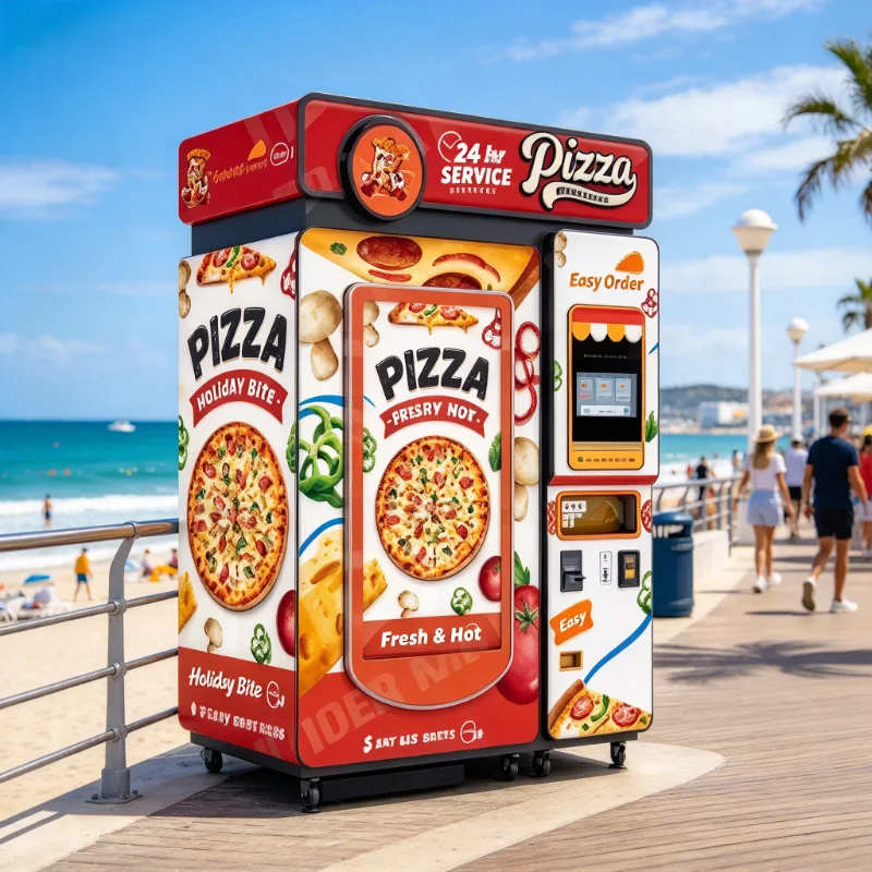 Hot Touch Screen Smart Pizza Vending Machine 24 Hours Self Service Commercial Business Fresh Hot Pizza Custom Payment Options