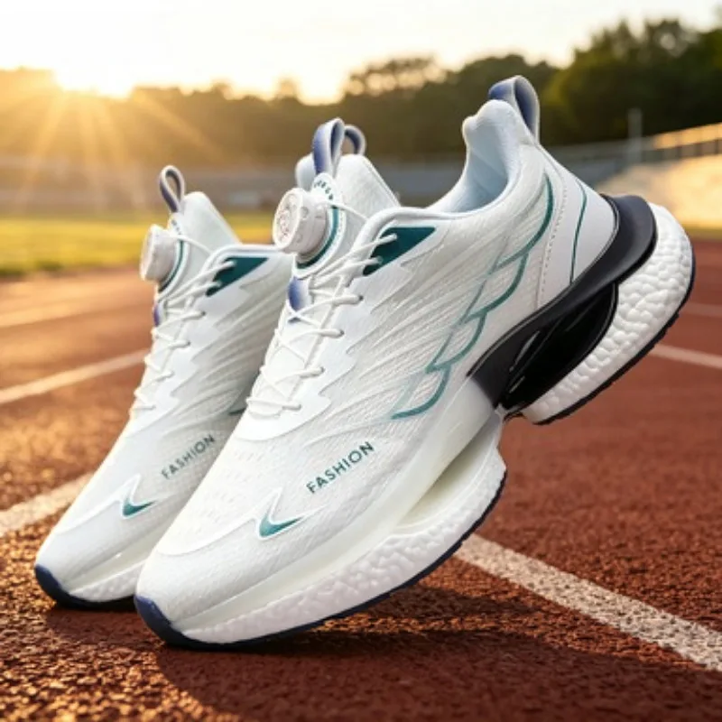 

Men's Summer Running Shoes Anti-slip Breathable Thick Bottom Shock Absorption Rotating Button Fashionable Sport Shoes