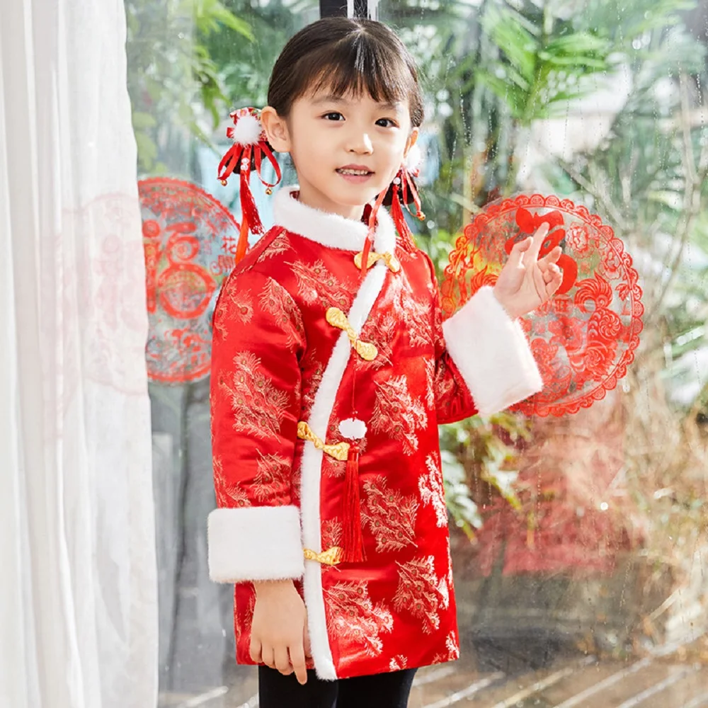 

От 2 до 12 лет Hanfu для девочек, зимнее, с вельветовой подкладкой, для принцессы