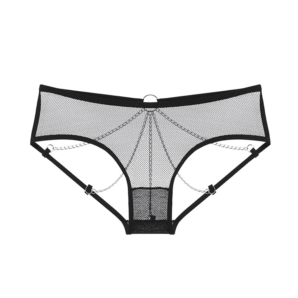 Donne Sexy perizoma catena di metallo G String vita bassa slip trasparenti maglia scava fuori biancheria intima tentazione Mini mutandine usura erotica