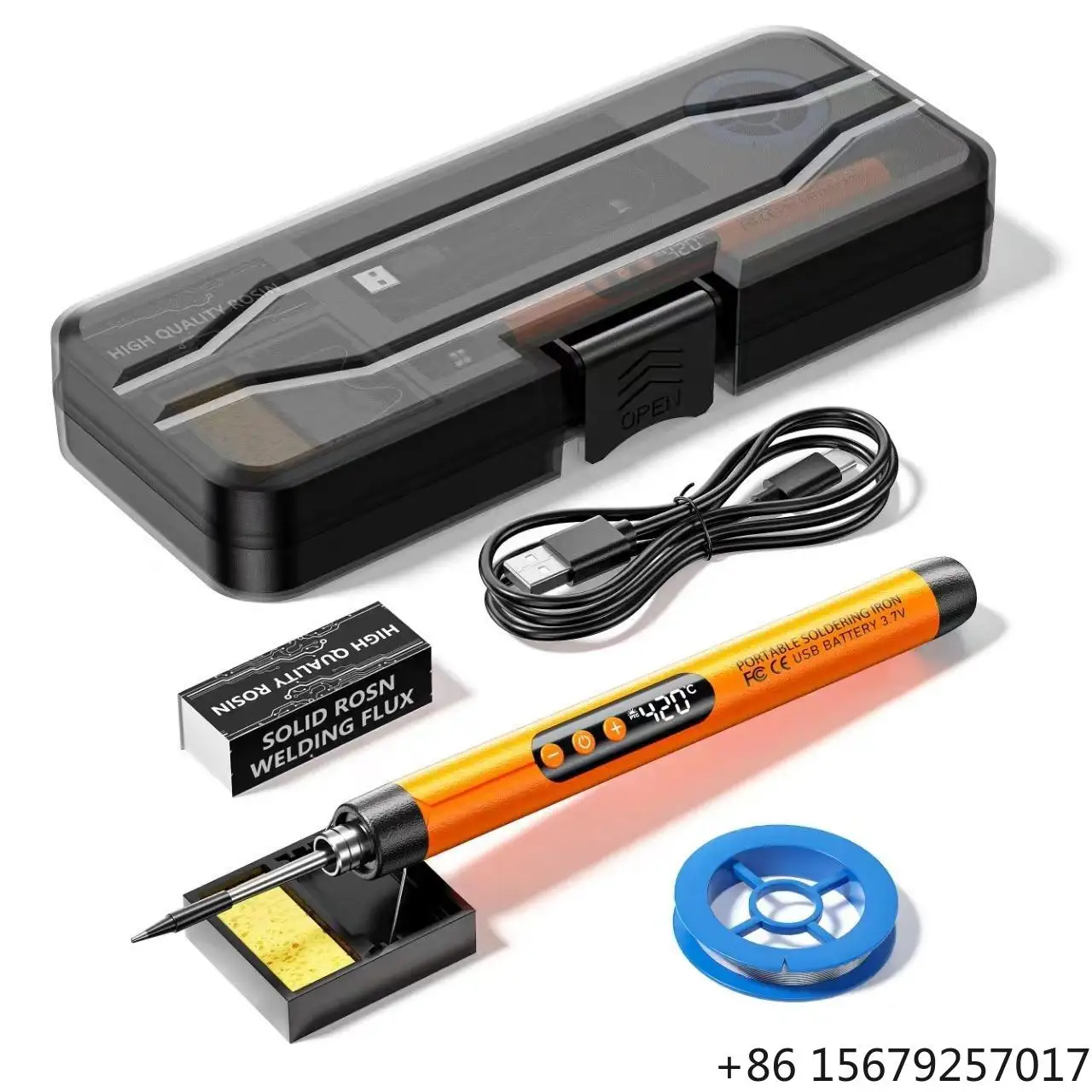 Power 10 Watts Digital Display Adjustable Temperature 300℃/572℉~450℃/842℉ Mini Cordless USB Electronic Soldering Iron Tools Kit