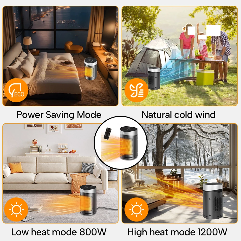 Portable For Smart Hot Air Heater with 6 Settings Energy Saving Remote Control and Multi Protection Safety System