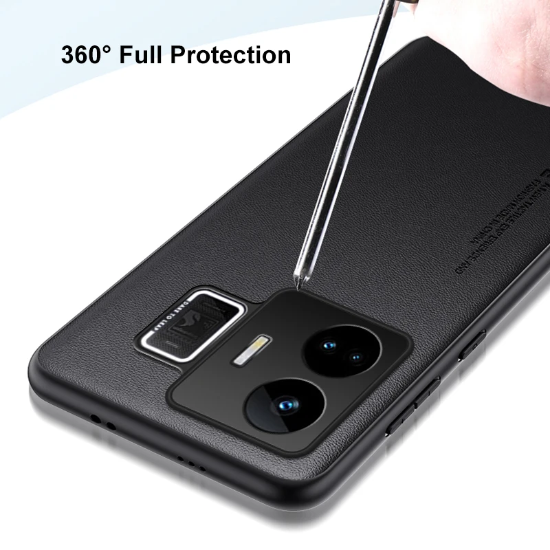 Luxury PU Leather Case For Realme GT Neo 5 SE Neo5 5SE Back Cover Matte Silicone Protection Phone Case For Realme GT3 GT5 5G