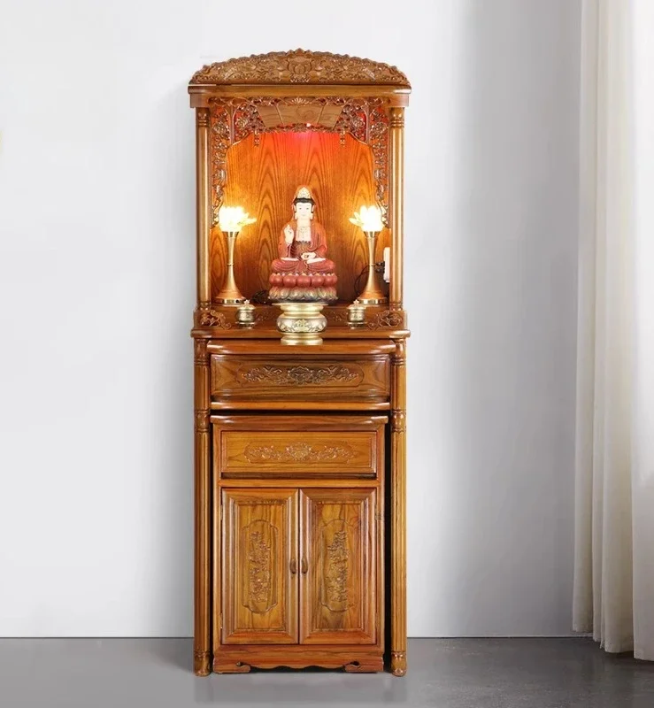 

Напольный вертикальный шкаф-ниша из массива дерева для буддийских ритуалов, домашний стол для поклонения Богу Богатства