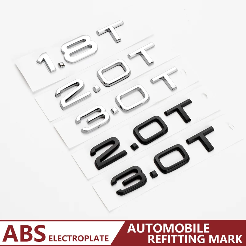 

3d ABS Letters Car Styling Rear Trunk Badge 1.8T 2.0T 3.0T Emblem Logo For Audi A3 A4 A5 A6 A7 A8 Q2 Q3 Q5 Q7 Q8 Car Accessories