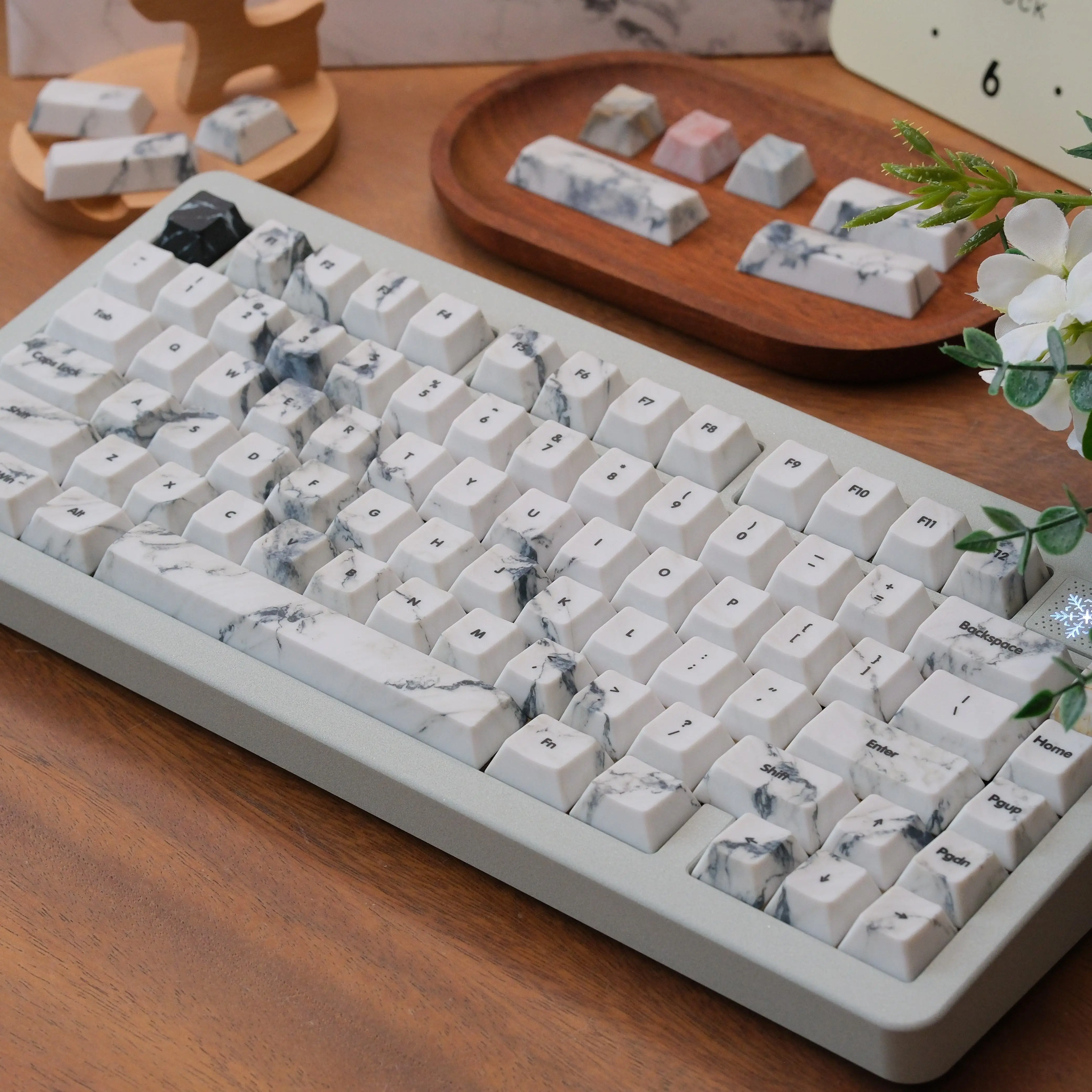 Marble Theme Keycaps Set PBT Sublimation Cherry Profile Custom Original Handmade Keycaps for Mechanical Keyboard Accessories