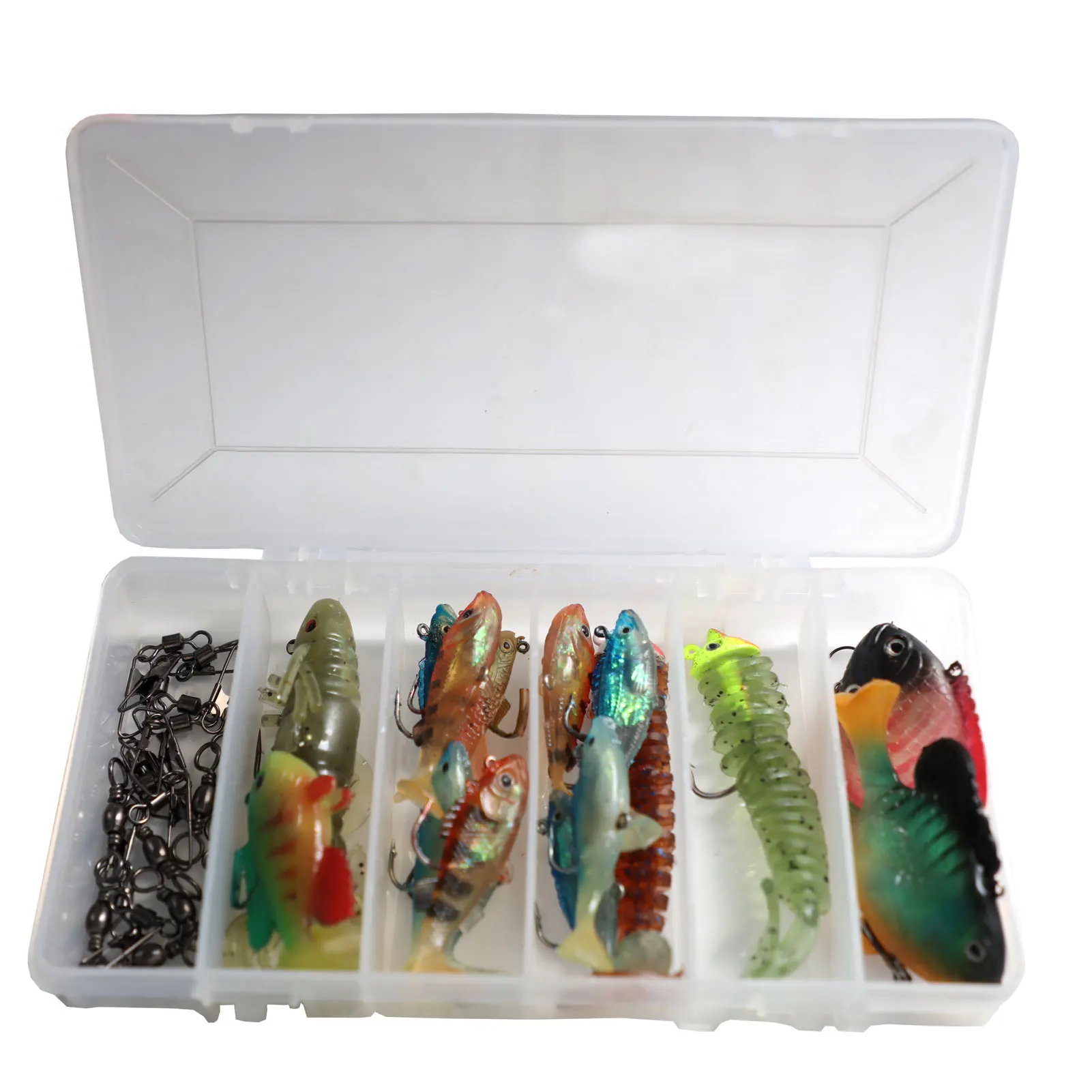 

8-60pcs Fishing Soft Lures Set Lead Head Fish Baits Worm Octopus Lures Mixed Size with Plastic Box Fishing Hooks Pesca