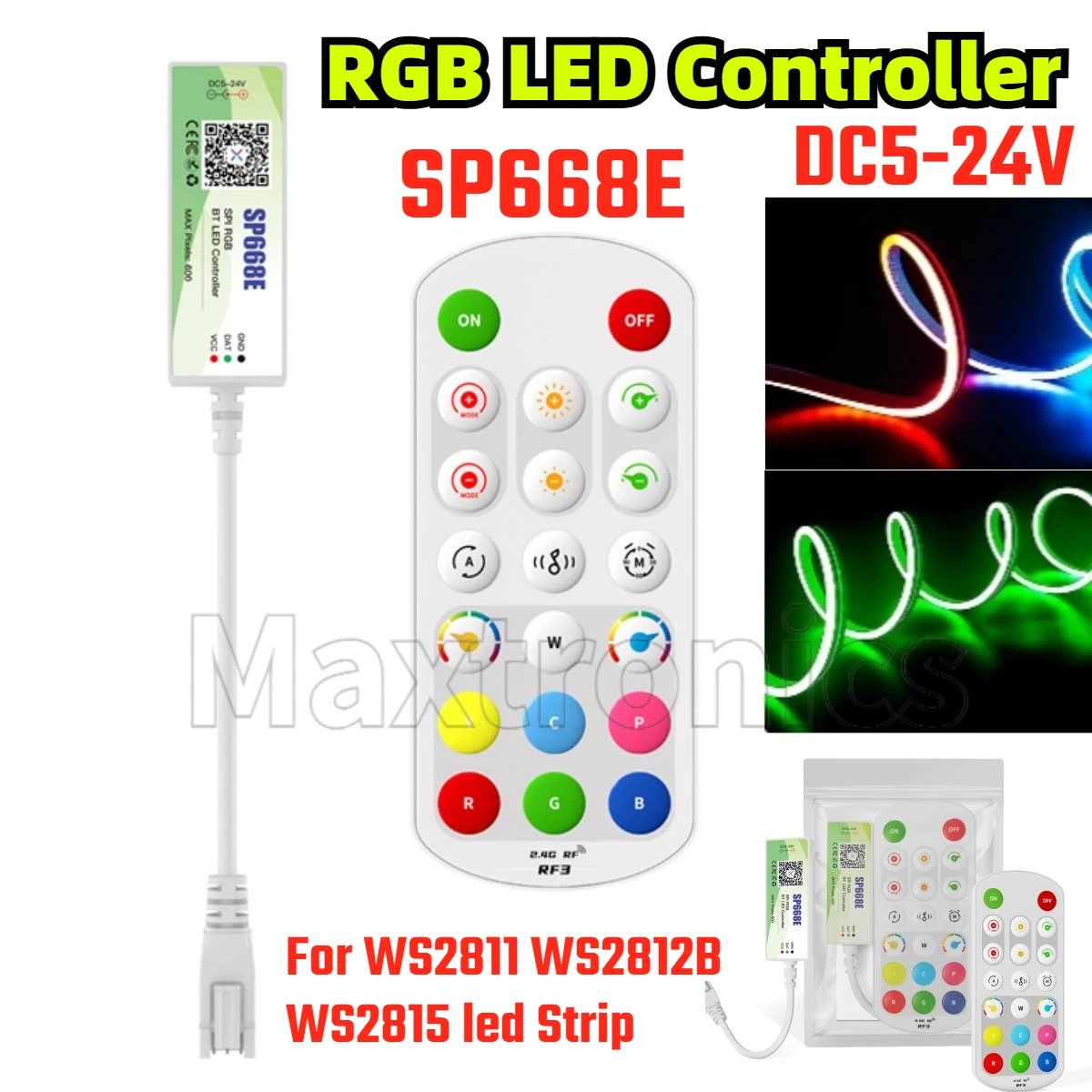 

5-24 В SP668E BT RGB светодиодный контроллер приложение 2,4G RF удаленная музыка DIY динамический эффект FCOB светодиодный диммер WS2811 WS2812B WS2815 полосы света