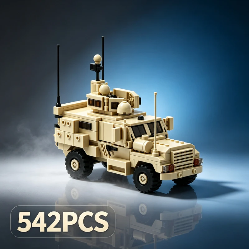 Military Armored Vehicle Building Blocks Desert Tactical Truck Model Bricks DIY Assembly Toy Collection Gift Holiday gift