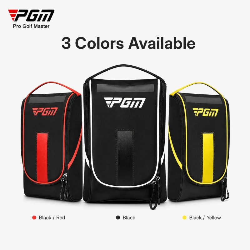 PGM Golf Shoe Bag Portable Water-Resistant Nylon Travel Storage Case with Vent Holes Double Zipper Fits Shoes up to EU 45