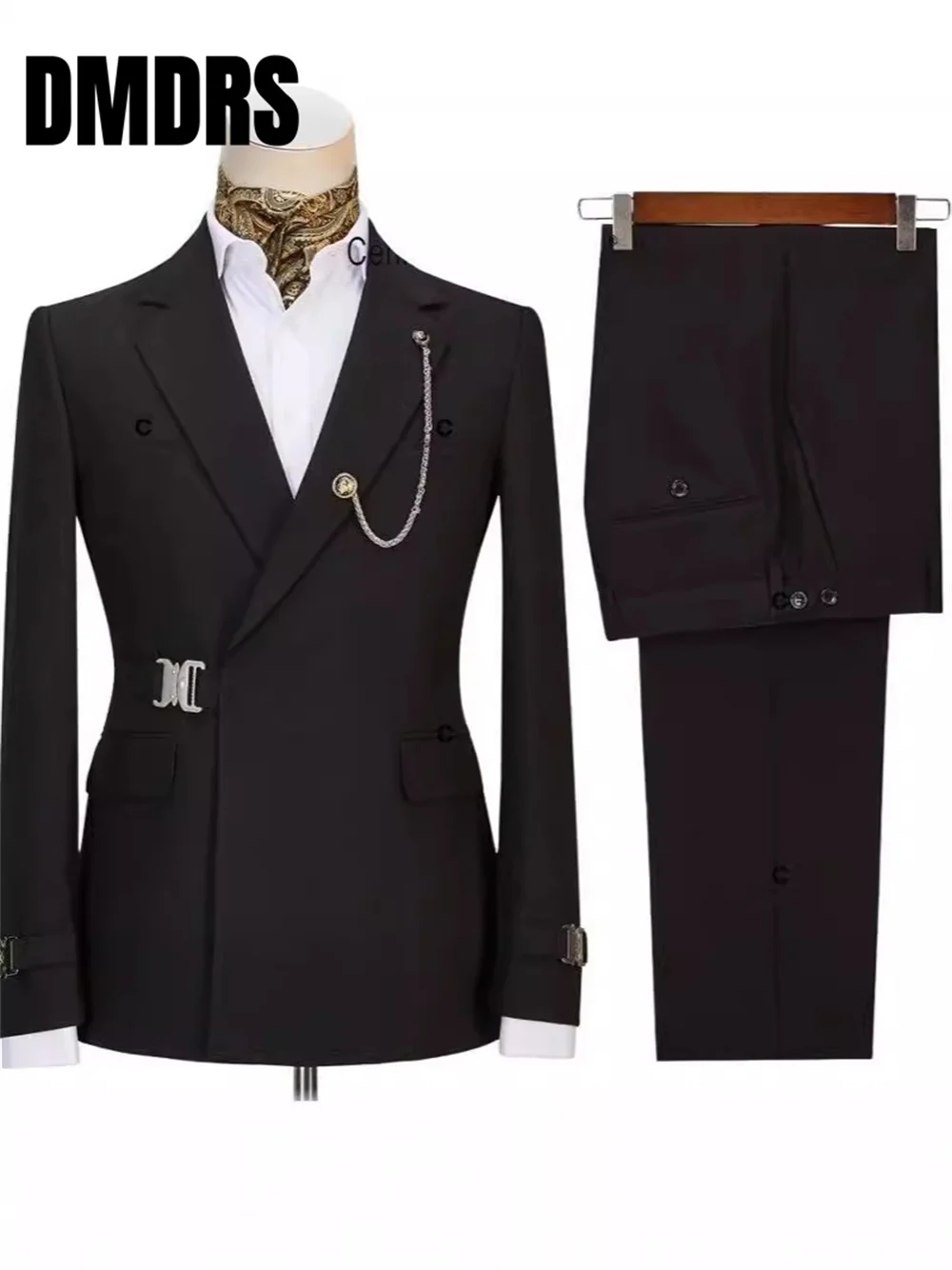 Conjunto de traje Formal para hombre, conjunto de 2 piezas para negocios de noche, chaqueta ajustada, Blazers, abrigo, pantalones sin botones con