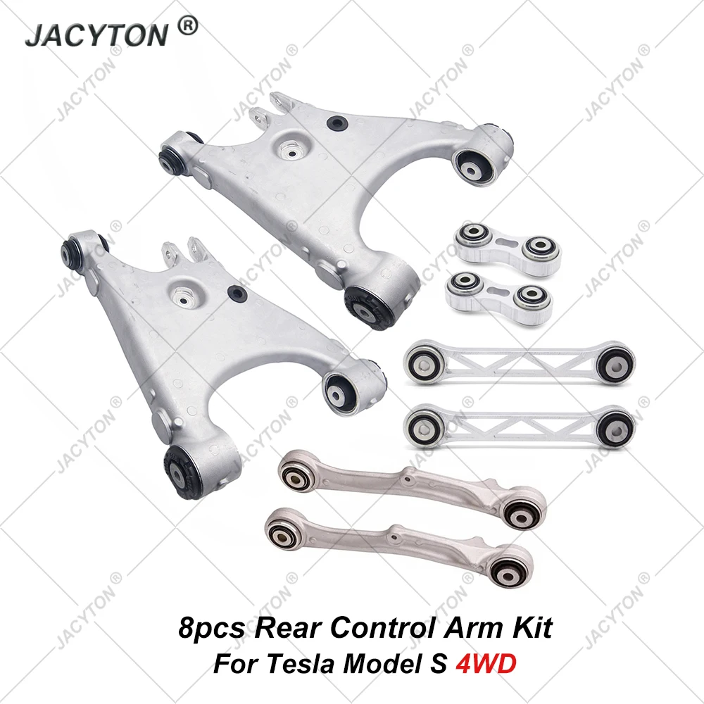 JACYTON 8pcs Rear Control Arm Kit For Tesla Model S 5YJS 4WD 1021416-00-D 1027426-00-C 1021420-00-A 1021422-00-A 6006774-00-B