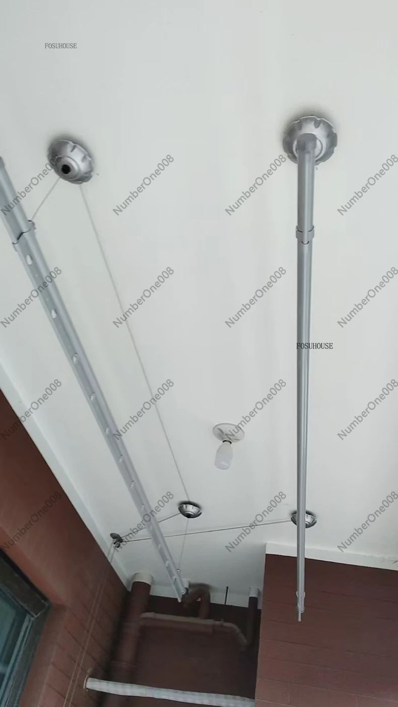 Modern Liftable Clothes Dryer for Dormitory Hand-Cranked Double-Pole Drying Rack Creative Metal Laundry Drying Rack for Balcony