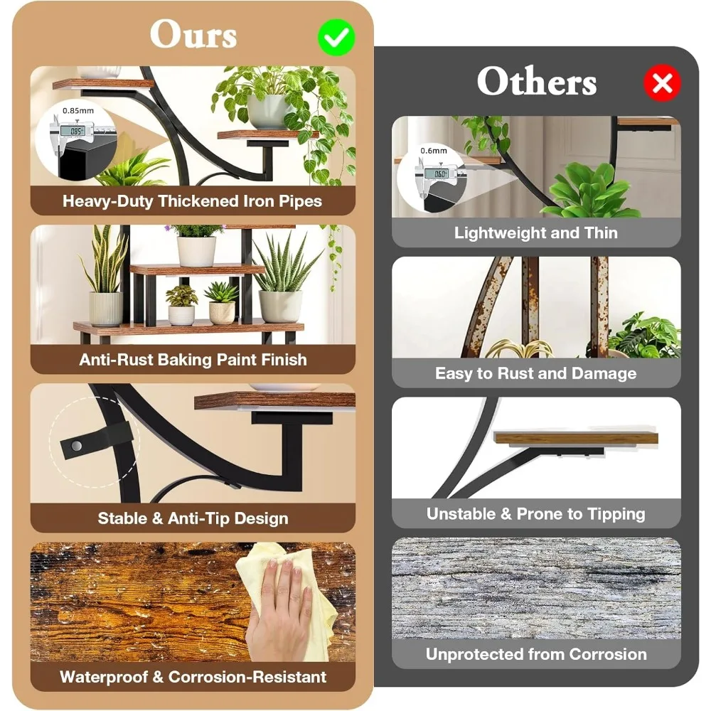 حامل نباتات داخلي مطور لعام 2026 مع 4 مصابيح للنمو، 3 ألوان، رف 8 طبقات، حامل معدني طويل 63 بوصة للنباتات المنزلية #5