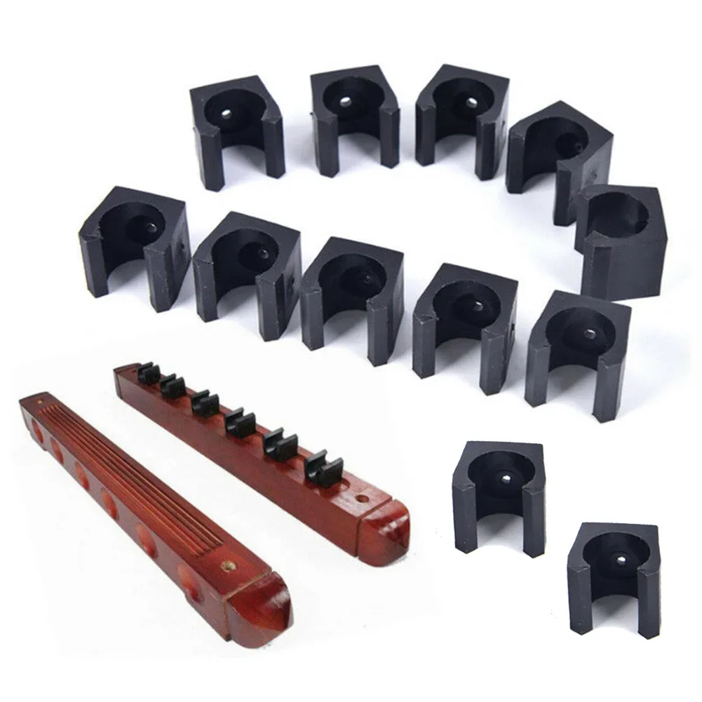 12Pcs Billiard Cue Holders 1.9x1.8x1.8cm Wall Hanging Fishing Rods Holder Plastic Sticks Holder Clips Fishing Accessories