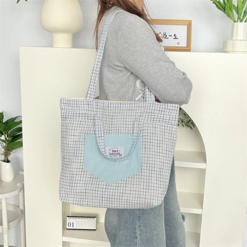 

YIFAN Women Retro Bag Checkered Tote Bag, Ins Laid-back Single-shoulder Bag, Large-capacity Handbag, for Daily Commuting