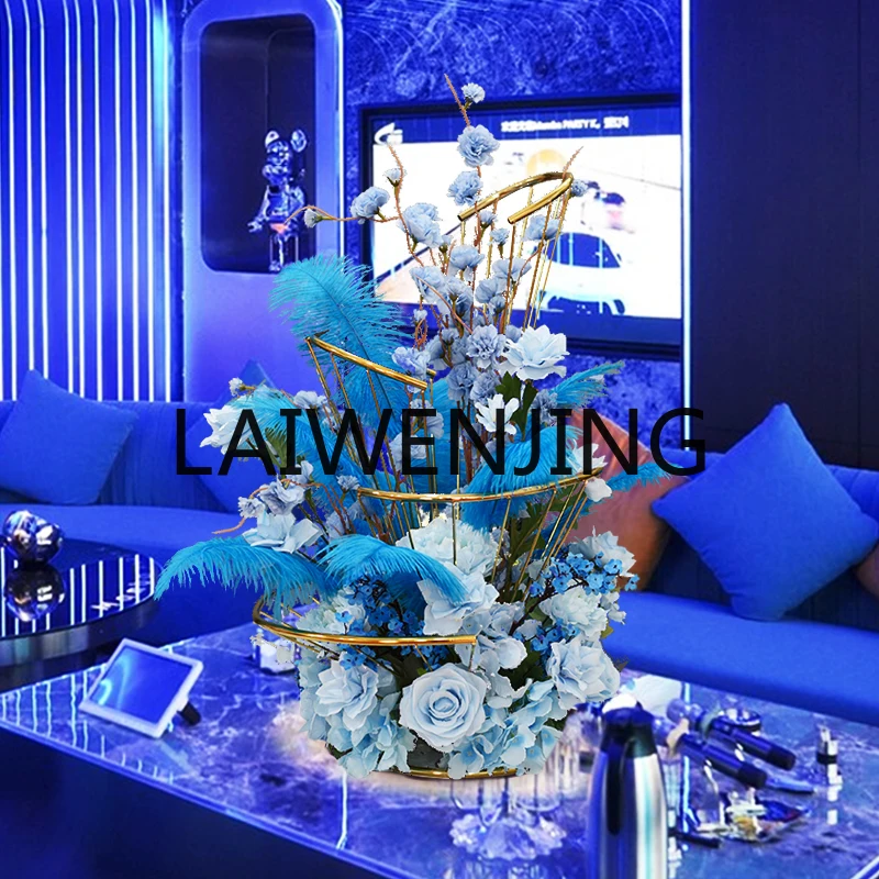 Artificial Flower Decoration Light Luxury High-End Spiral Feather Bar KTV Table Decoration Flower Table Decoration