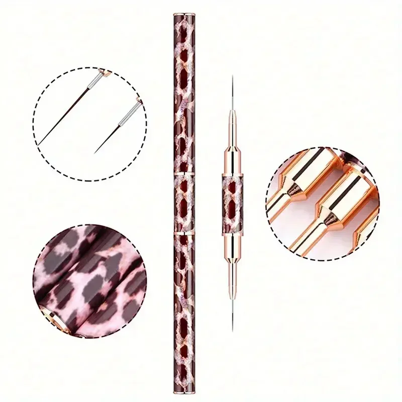 5Pcs Nail Art Liner Brushes Set Leopard Print Lines Striping Drawing UV Gel Painting Nail Design Pen Professional Manicure Tool