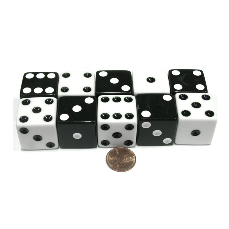 10 pçs/set 25mm acrílico quadrado canto ponto dice grande atividade jogo adereços grande tamanho para bar pub clube festa tabuleiro jogo