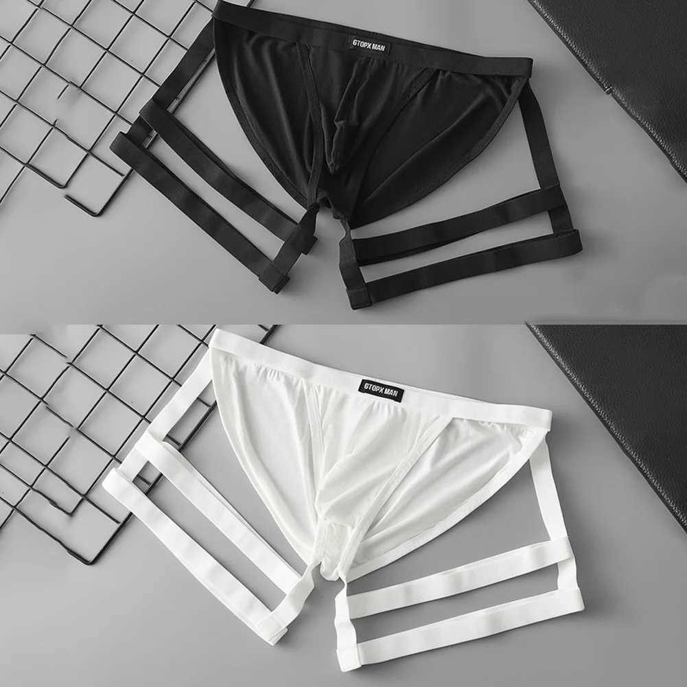 

Sexy Quick Dry Panties Mens Gay Sissy Underwear Bandage Briefs Low-waist Lingerie Breathable Elastic Trunks U Pouch Underpants