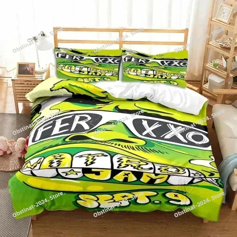 Fashion Ferxxo Feid Rapper Bedding Set Print single Comforter Quilt Bed Cover Duvet Cover Pillow Case 3 Pieces Kids Adult Size