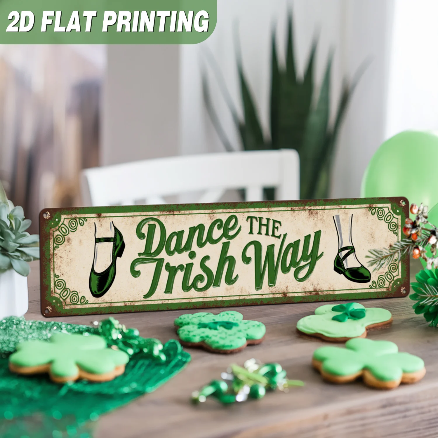 2D Flat, 1pc 1pcs 1pc Irish Dance Wall Art Sign - Vintage Retro Metal Wall Hanging Suitable for St. Patrick's Day, Irish Dance S view 2