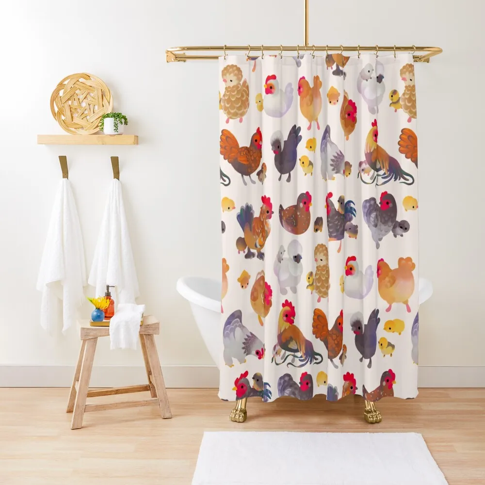 Chicken and Chick Shower Curtain Elegant Bathroom Waterproof Fabric Shower Curtain