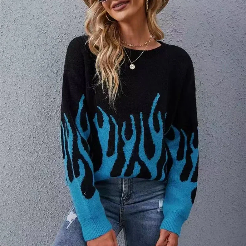 TEELYNN Fall Winter Boho Chic Print Knitting Sweaters Vintage Long Sleeve O Neck Wear Knit Sweater Pullover Casual Women Jumpers