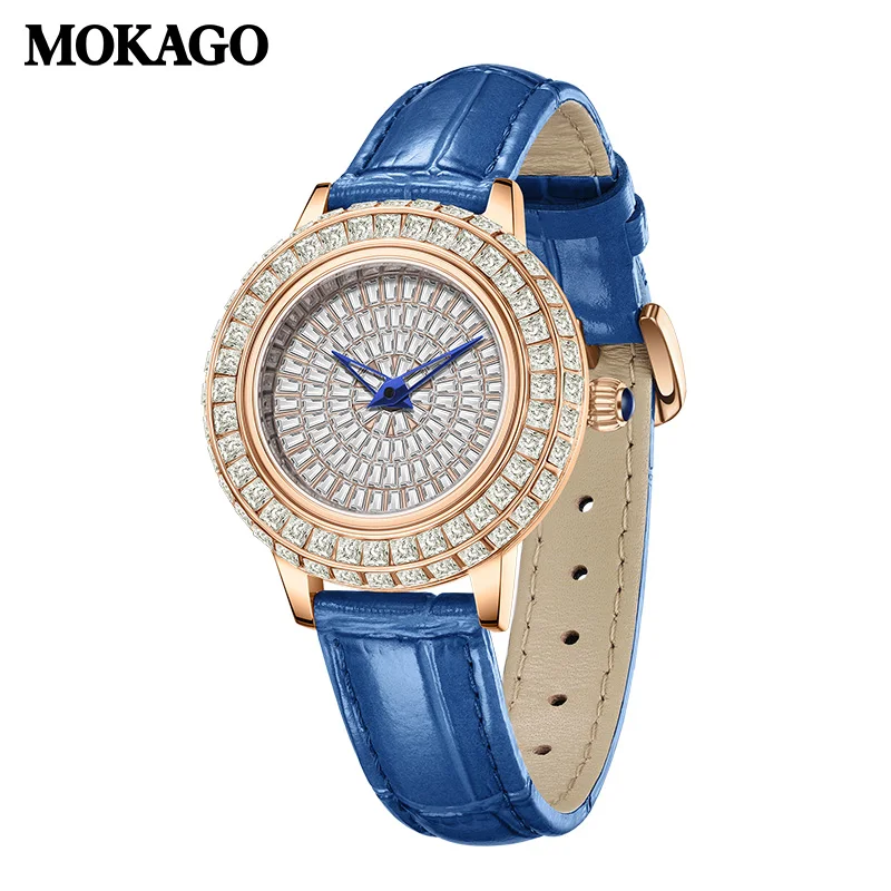 Женские кварцевые часы MOKAGO 8308, винтажный кожаный ремешок, наручные часы для делового и повседневного стиля, часы для женщин.