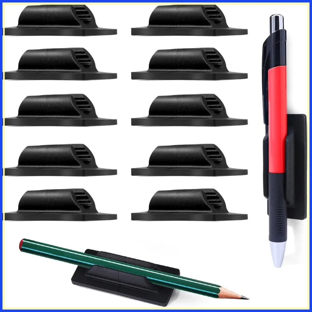 

10 Pcs Adhesive Pencil Holder for Desk, Silicone Pen Holders for Classroom Clipboard Attachment, Office Accessories