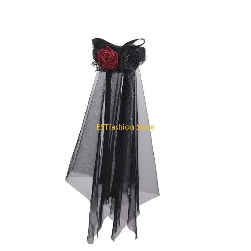Y5GC Fashion Dark Bows Veil For Stage Performances And Festives Occasion