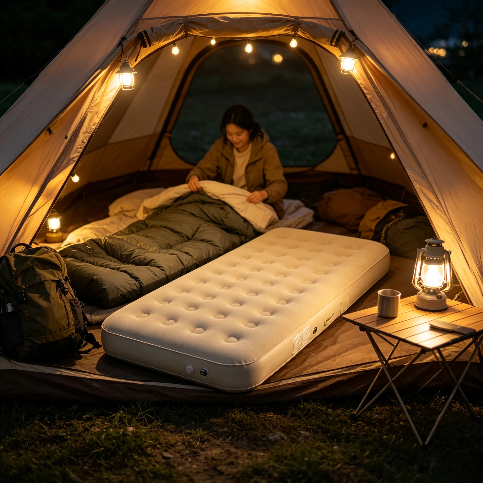 One-Click Automatic Inflatable Raised Mattress, Thickened Foldable Air Mattress for Outdoor Camping Tent, Household & Dormitory