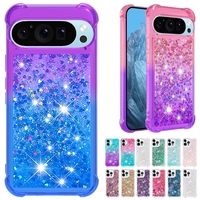 Bling Moving Liquid Floating Sparkle Colorful Glitter TPU Protective Case For Google Pixel 9 Pro XL 8 9A 8A 7A Waterfall Cover