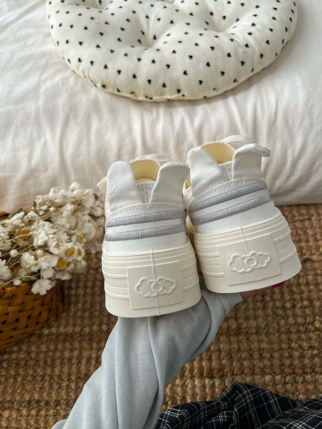 Teen Campus Milky White Canvas Sneakers Damen Chunky Plimsolls Lovely Rabbit Elevated Shoes Woman Atmungsaktive Schnür-Sneaker – Detail 15