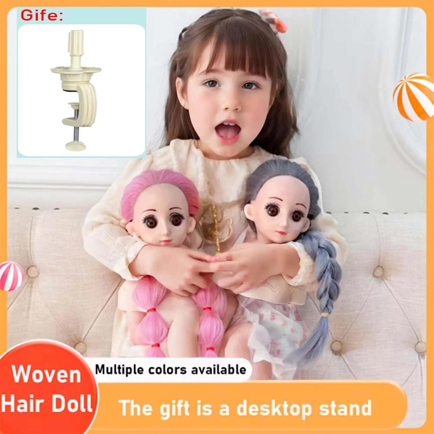 

Long Colorful Synthetic Hair Doll Mannequin Head for Braiding Hair Kids Styling Practice Training Manikin Head for Girls