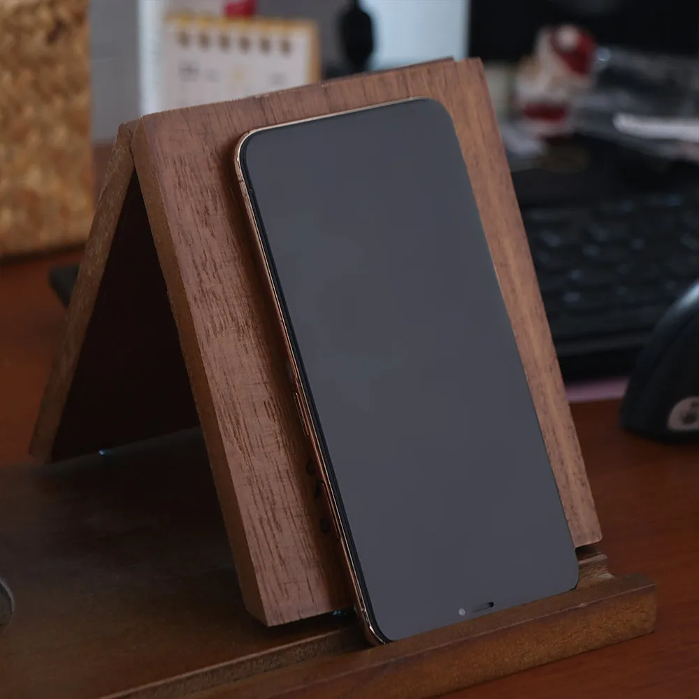 Removable Wooden Reading Stand Owl with Cup Holder Multifunctional Recipe Shelf Small Bookshelf Handmade Triangle Book Stand