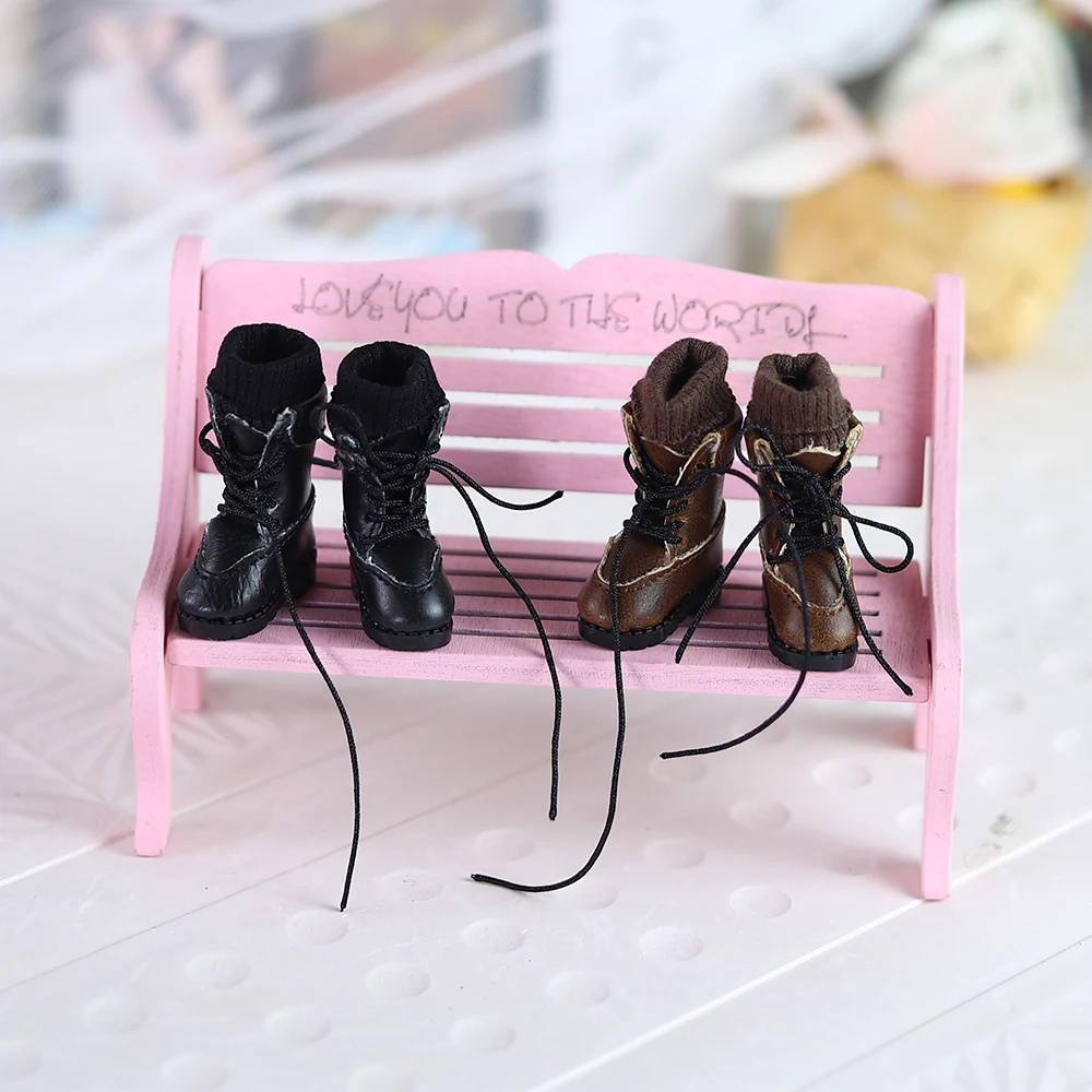 Blyth 1/6 doll shoes leather shoes brown black boots suitable for BJD 30cm jiont body toy gifts