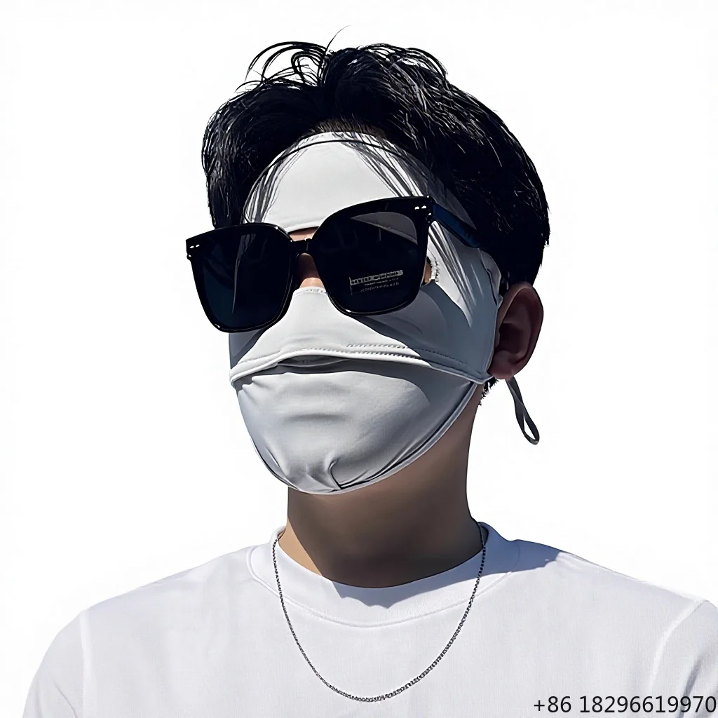 Men's Cycling Sun Protection Mask Full-Face Seamless Breathable Facekini Only Eyes Exposed Polyester Ice Silk