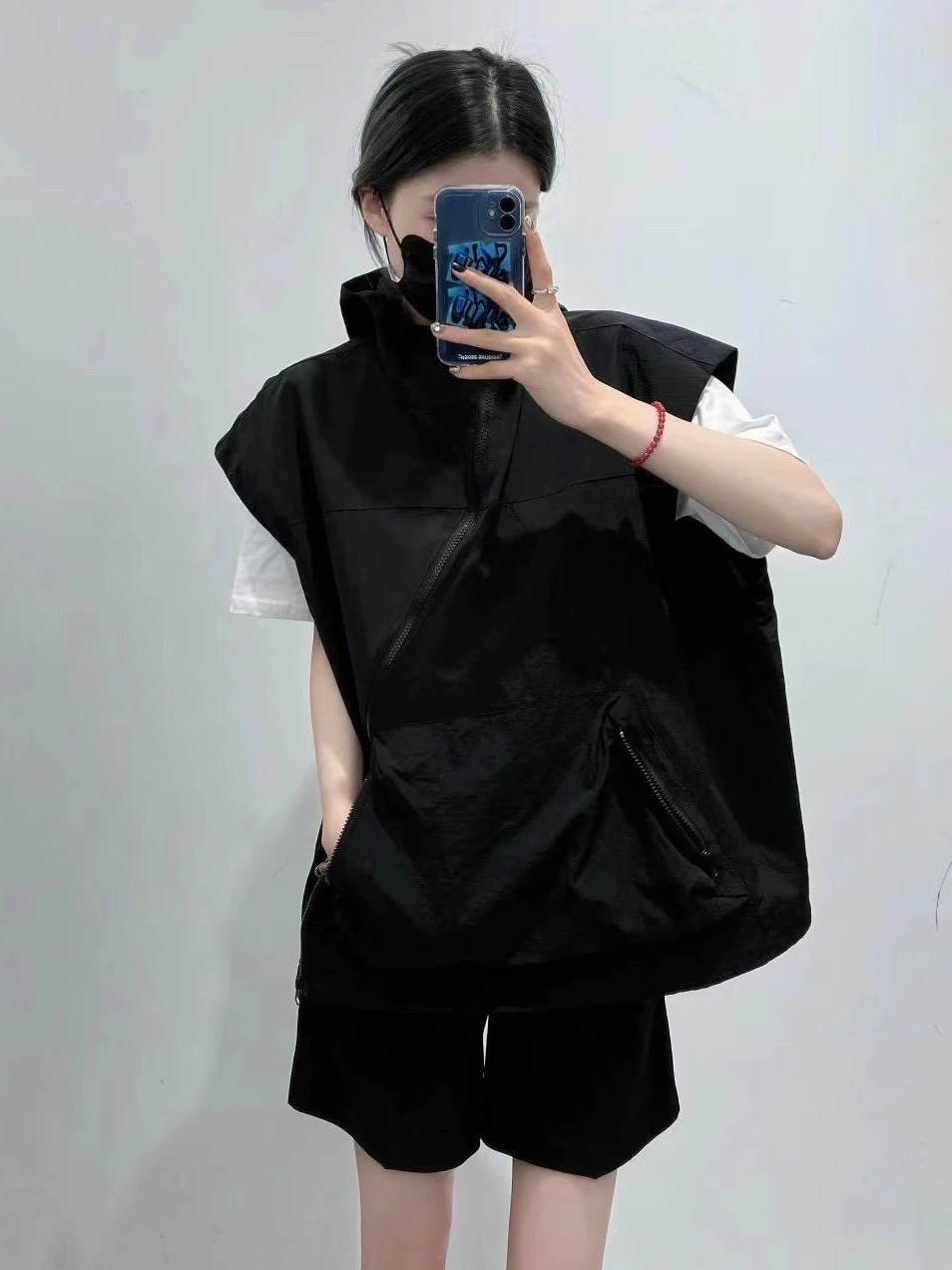 

Women's Summer Thin Pure Color Slimming Faionable Hooded Zipper Jaet Vest Sun Protection Outerwear Trendy Polyester