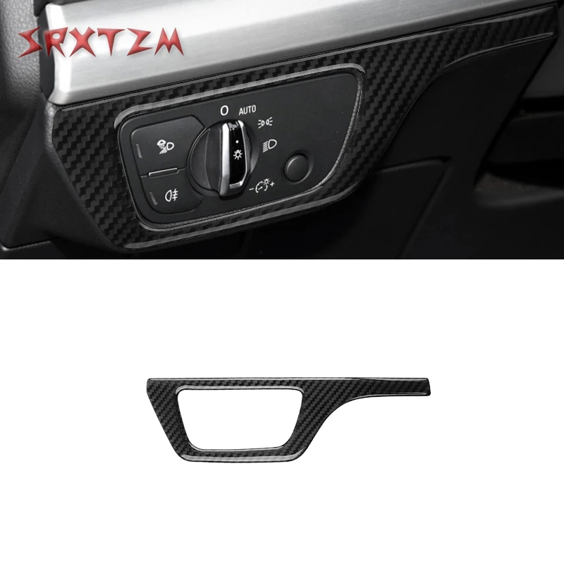 Car Sticker Carbon Fibre Headlight Control Panel Interior Trim For Audi Q5 2018-2022 LHD