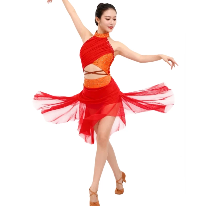 

Современное лирическое танцевальное платье без рукавов для девочек, детская балетная пачка, гимнастический трико, боди, костюм для фигурного катания