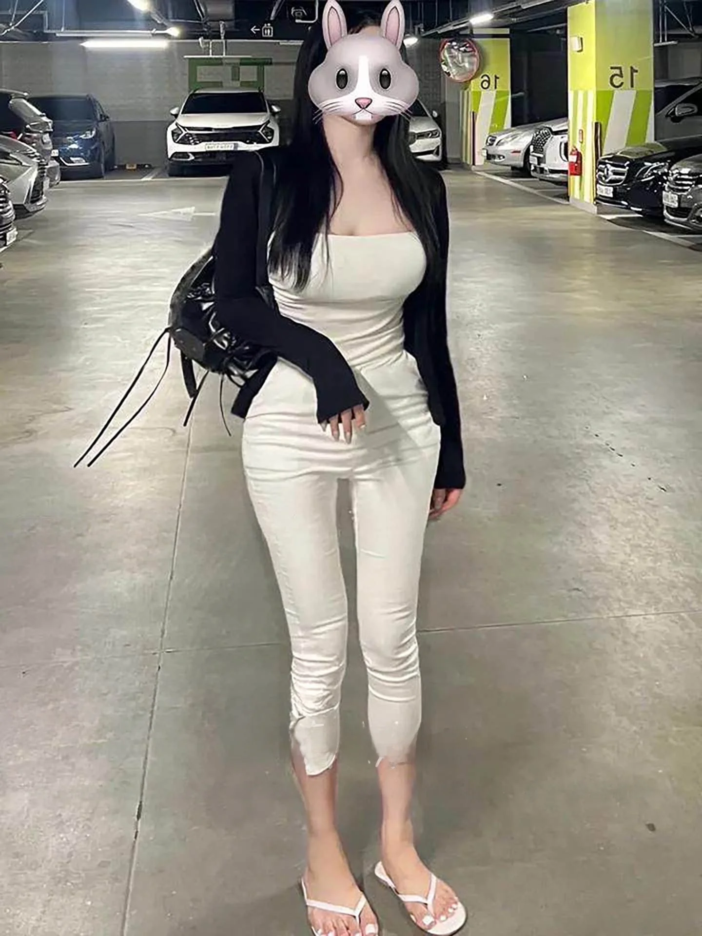 

High Waist Commuter Casual Pants Women's Korean Style Side Slit Seven-Foot Tight Fit Slimming Versatile Cotton Stretch Denim