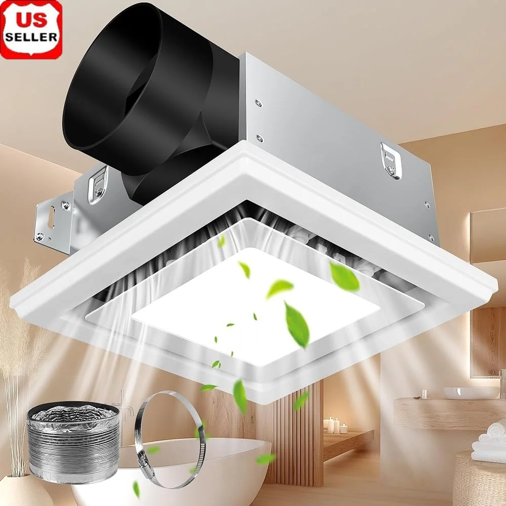 Badezimmer-Abluftventilator mit Licht, 110 CFM, leises LED-Licht, 1200 lm, 3 CCT, Badezimmer-Deckenventilator, 1 Sone, kompaktes Design