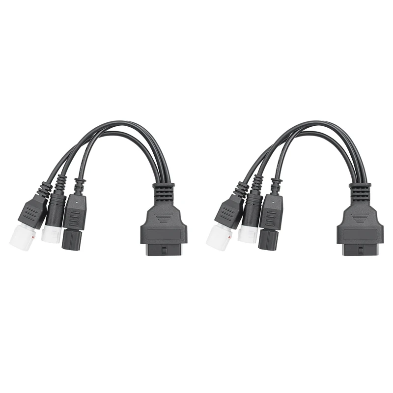 2X For Yamaha 3Pin/4Pin Honda 6Pin Motorcycle OBD Diagnostic Canbus Connector Cable OBD2 3 In1 Plug Cable Adapter