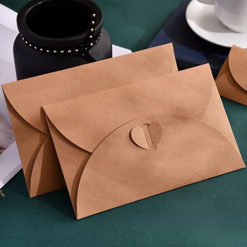 

20 шт., набор винтажных любовных писем с застежкой в виде сердца, крафт-конверты, бумага для пар, свадебные приглашения, деловые принадлежности, канцелярские принадлежности
